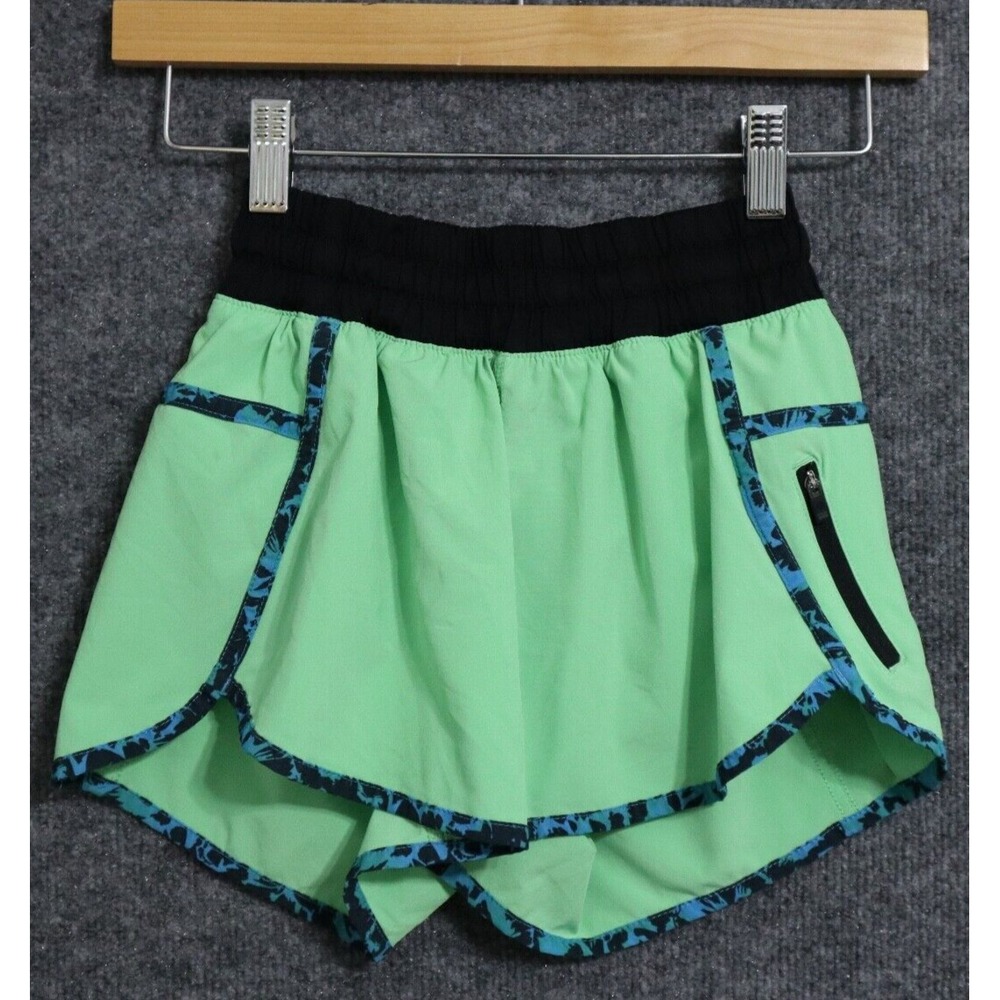 Lululemon Shorts Women 2 Green Tracker 4" Lined Running Athleisure Yoga Training